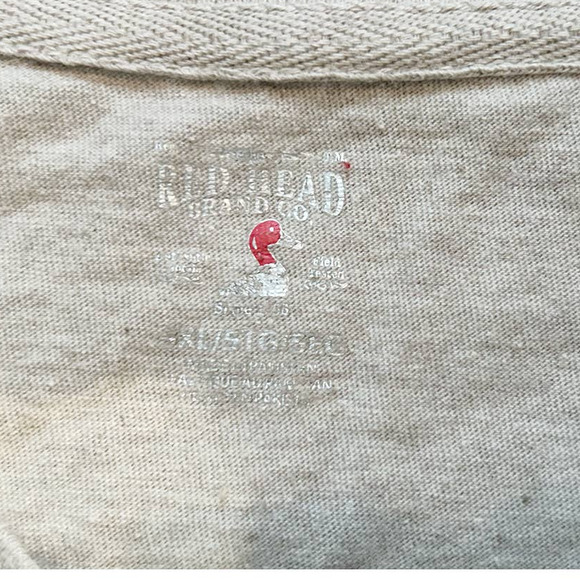 🛍️ Red Head Brand Co Cream Long Sleeve Pocket Tee Mens Size 5XL - Picture 2 of 5